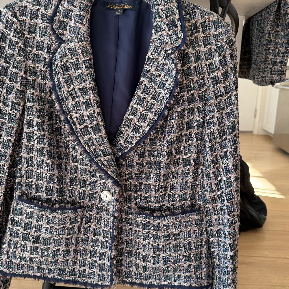 Brooks Brothers Blue and White Tweed Blazer